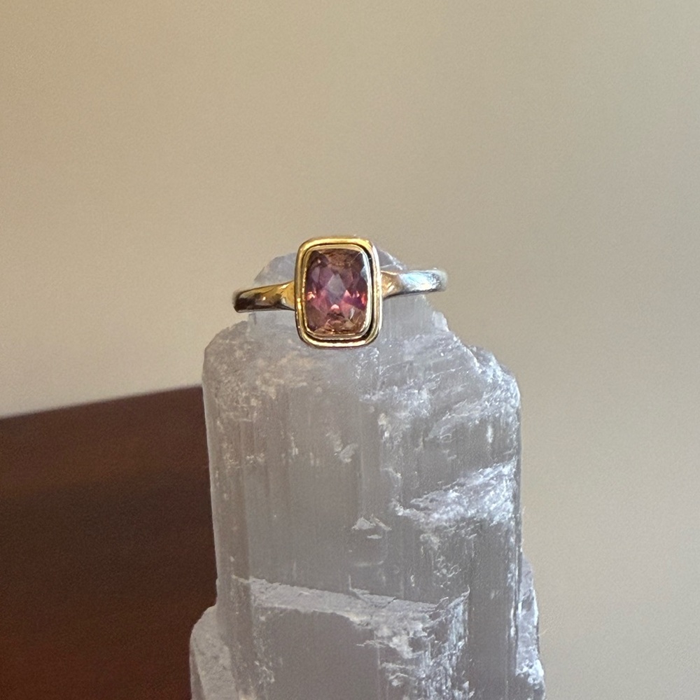 Natural Amethyst Ring Emerald Cut .925 Sterling Silver size 8 NWOT